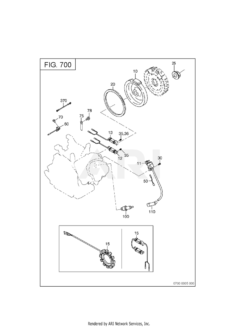 700 Electric Device Diagram and Parts List for EX400DS6071  Subaru Engine