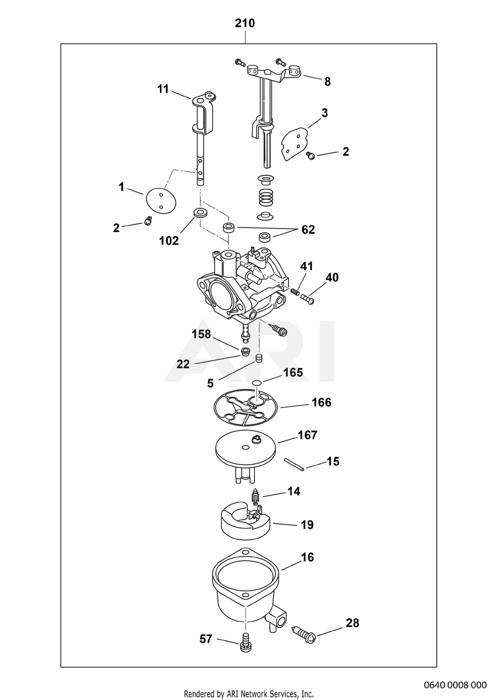 640 Carburetor Diagram and Parts List for EX400DE5032  Subaru Engine