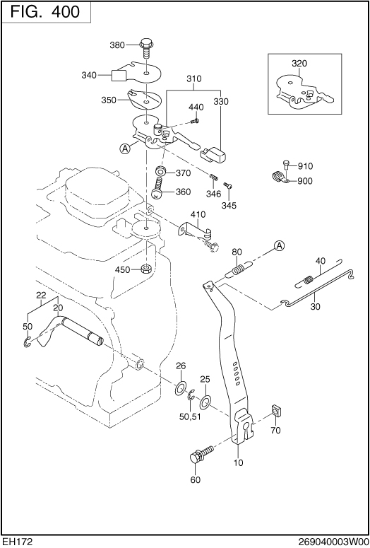 Governor,operation Diagram and Parts List for EH172BS0241 EH172 Subaru Engine