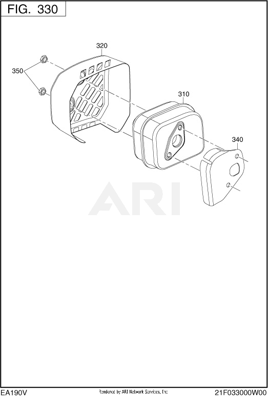 330 Intake And Exhaust Diagram and Parts List for EA190V50011  Subaru Engine