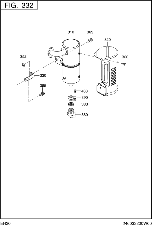 Intake Exhaust Diagram and Parts List for EH300DS7340 EH300 Subaru Engine
