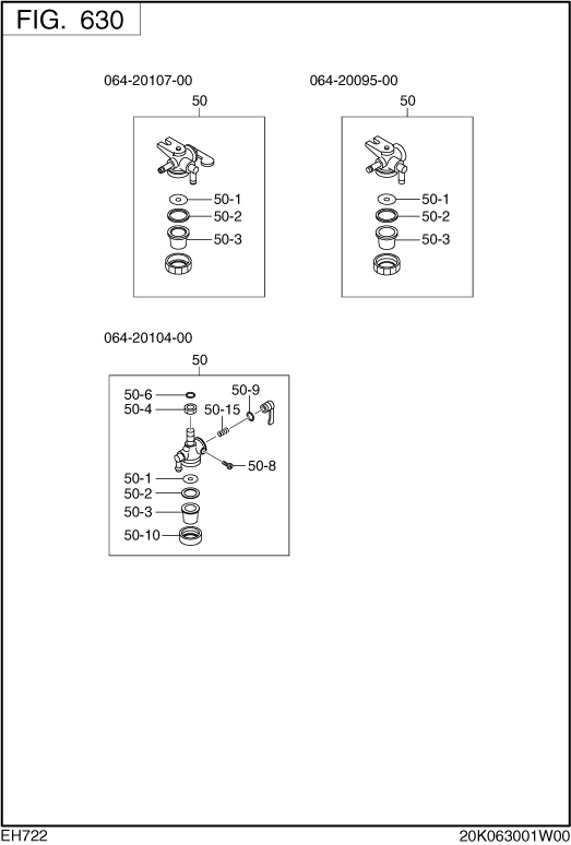 Fuel Lubricant Group Diagram and Parts List for EH722DS0540 EH722 Subaru Engine