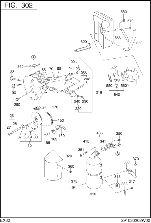 Intake Exhaust Diagram and Parts List for EX300D20071 EX300 Subaru Engine