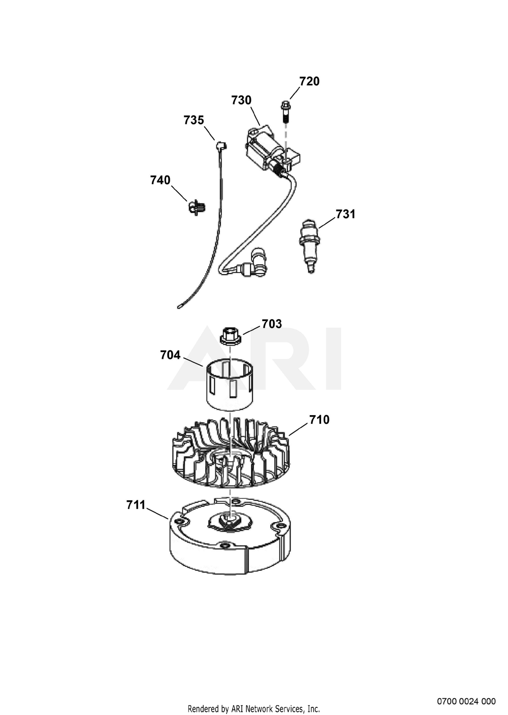 700 Ignition Diagram and Parts List for EA175V50140  Subaru Engine