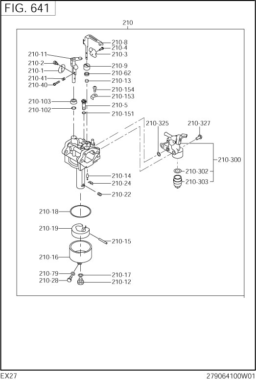 Fuel Lubricant Diagram and Parts List for EX270D00081 EX270 Subaru Engine