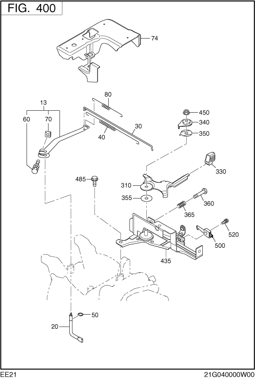 Governor Operation Diagram and Parts List for EE210DSM910 EE210 Subaru Engine