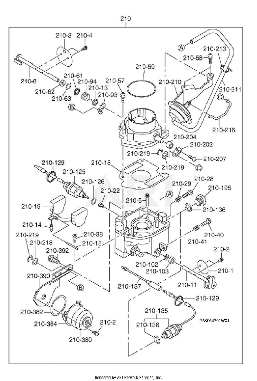 642 Carburetor Diagram and Parts List for EH650DC2791  Subaru Engine