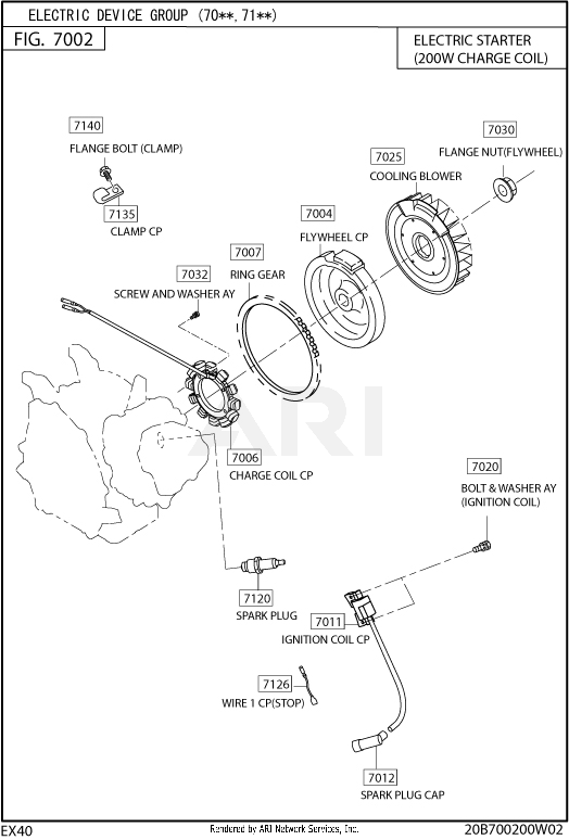 700 Electric Device Diagram and Parts List for EX400SE5021  Subaru Engine
