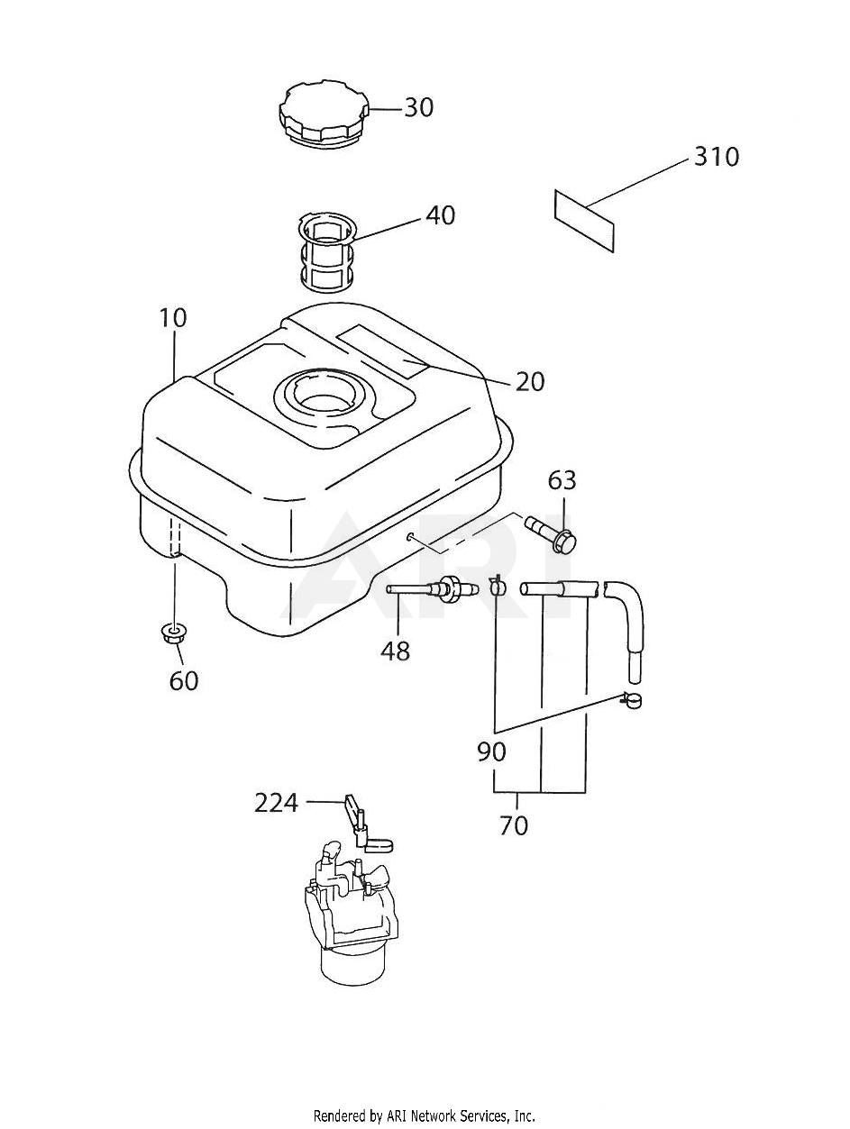 600 Fuel And Lubricant Diagram and Parts List for 170DT1141  Subaru Engine