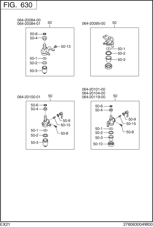 Fuel Lubricant Diagram and Parts List for EX210D20246 EX210 Subaru Engine