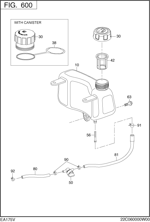 Fuel Lubricant Diagram and Parts List for EA175V73060 EA175 Subaru Engine