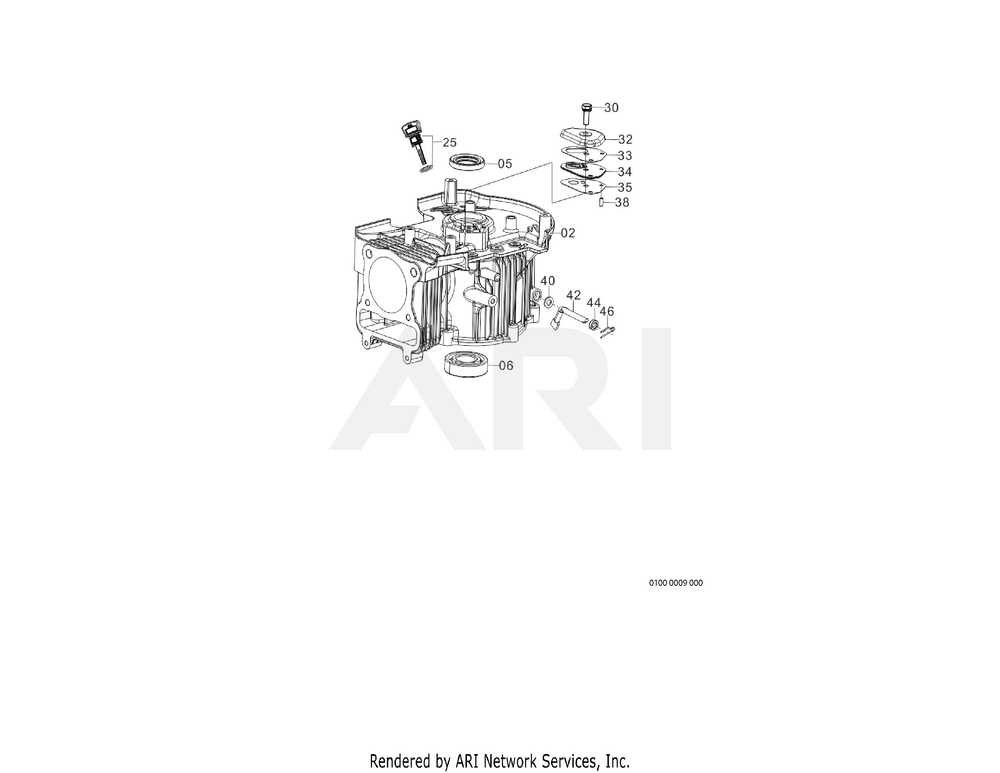 100 Crankcase Diagram and Parts List for EA190VS5030  Subaru Engine