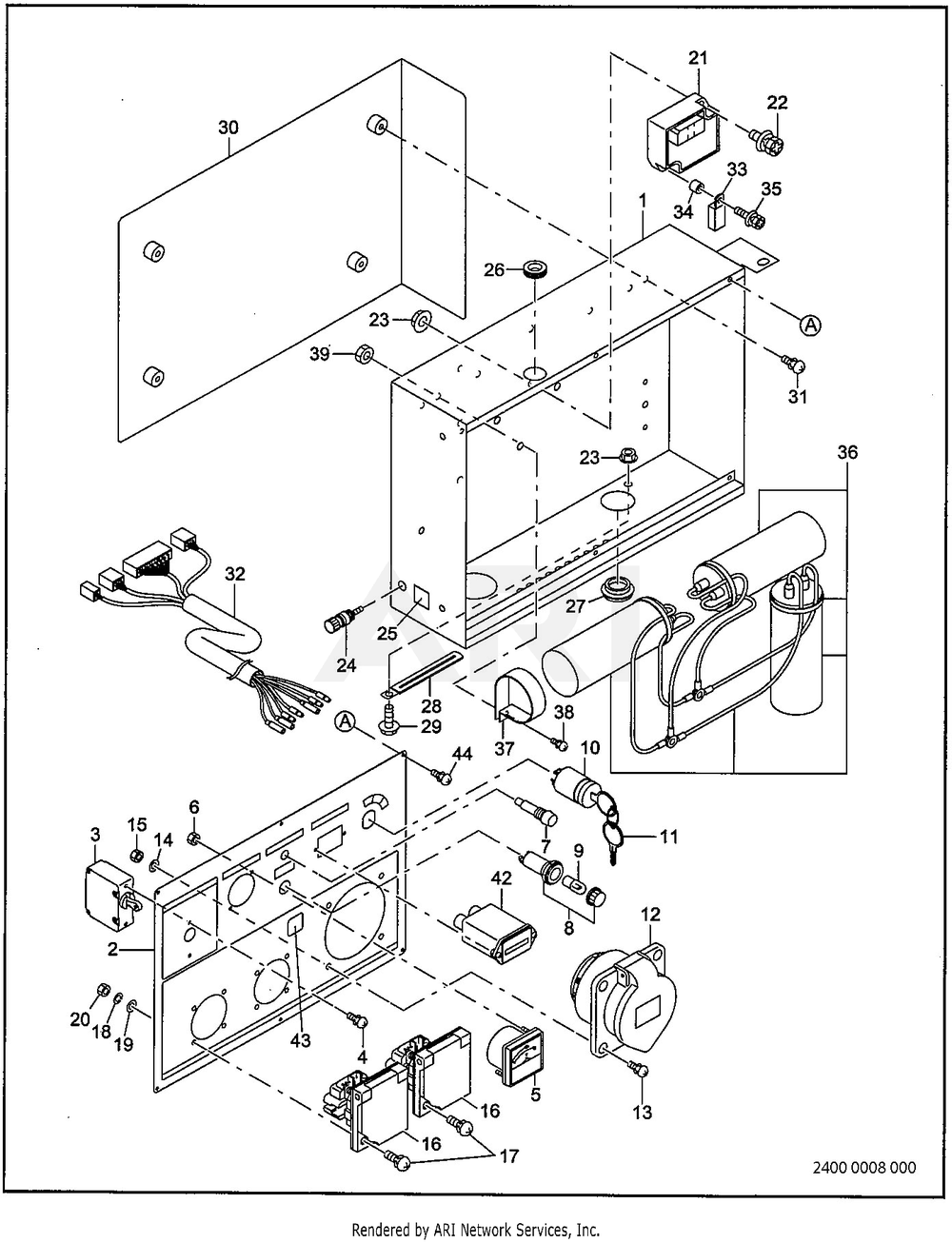 2400 Control Germany And Bs Receptacle Diagram and Parts List for RGV10K36040  Subaru Generator