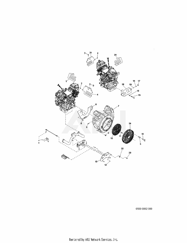 500 Cooling And Starting Diagram and Parts List for EH900DS0010  Subaru Engine