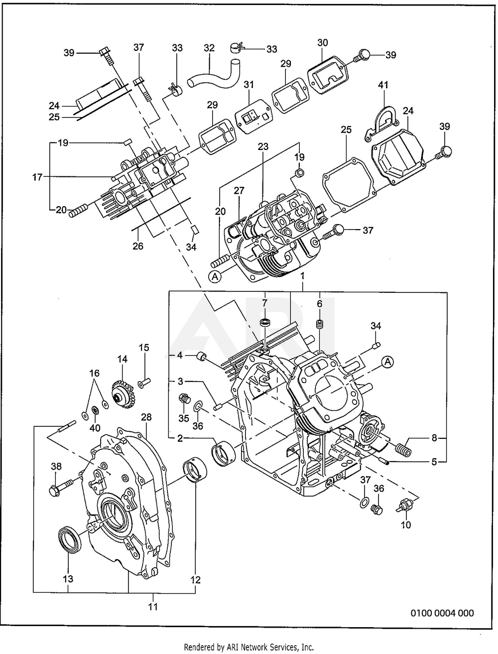 100 Crankcase Diagram and Parts List for RGV10K77010  Subaru Generator