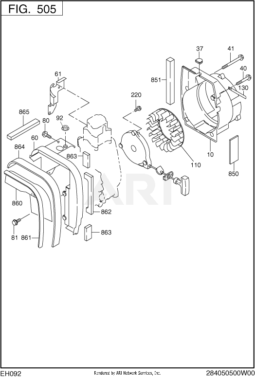 505 Cooling And Starting Diagram and Parts List for RAS17023095  Subaru Generator
