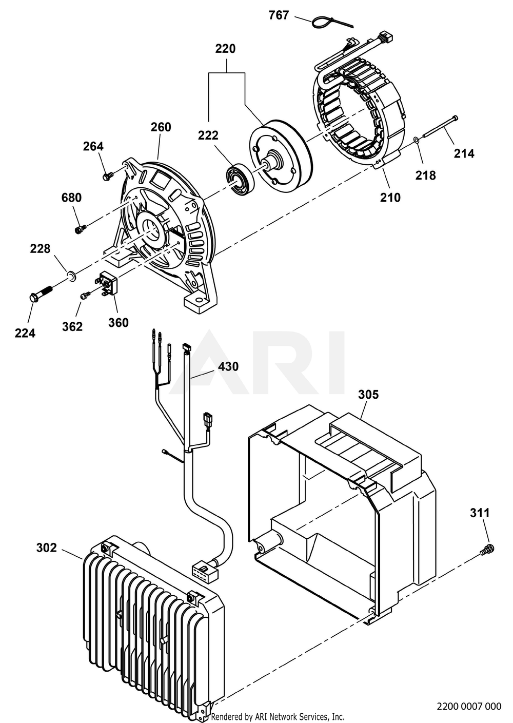 2200 Generator Diagram and Parts List for RAS32023545  Subaru Generator