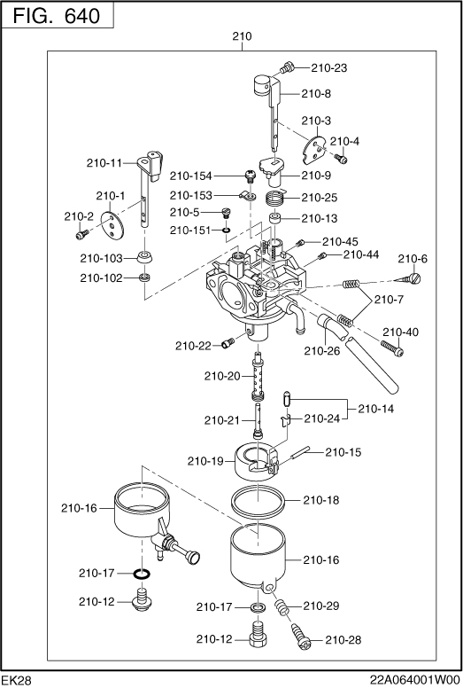 Fuel Lubricant Group Diagram and Parts List for EK280B00000 EK280 Subaru Engine