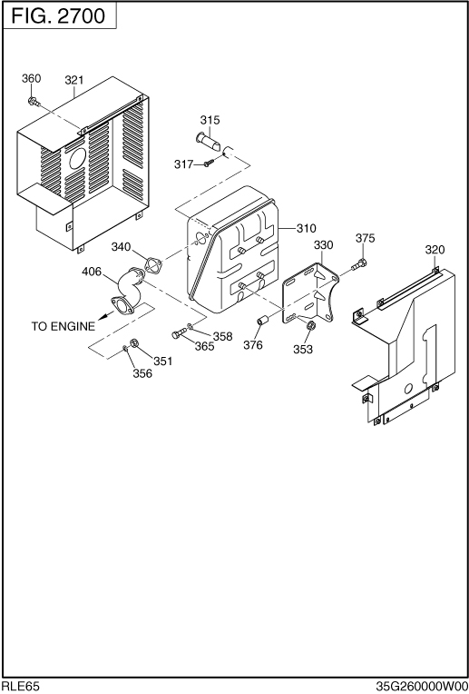 Muffler Diagram and Parts List for RLE65016001 RGX6500 Subaru Generator
