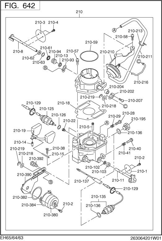 Fuel,lubricant Group Diagram and Parts List for EH650DA2542 EH650 Subaru Engine