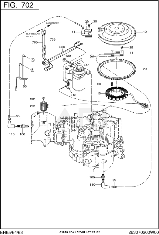 700 Electric Device Diagram and Parts List for EH650VC0130  Subaru Engine