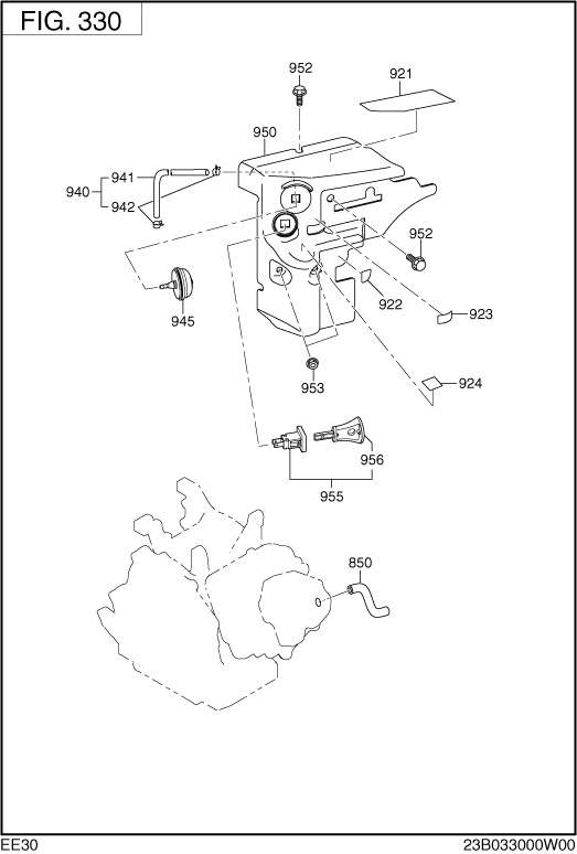 Intake Exhaust Diagram and Parts List for EE300DSM910 EE300 Subaru Engine