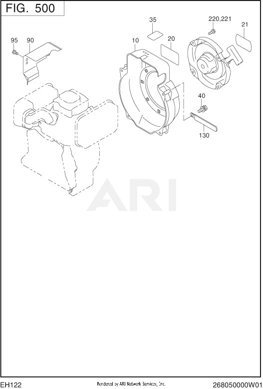 500 Cooling And Starting Diagram and Parts List for EH122D46530  Subaru Engine