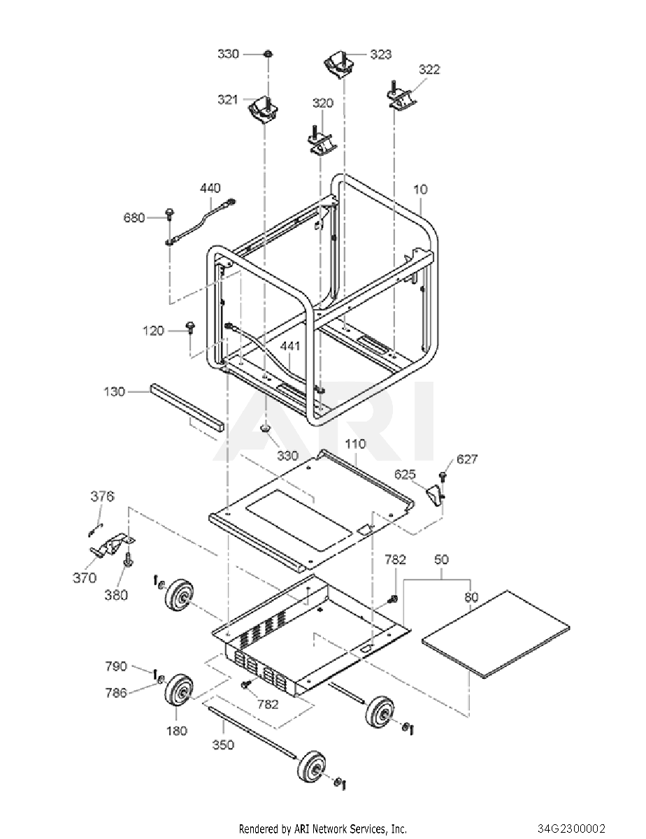 2300 Base Frame Diagram and Parts List for RAS28018010  Subaru Generator