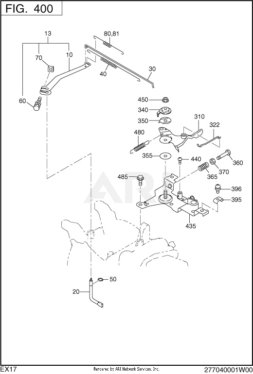 400 Governor Diagram and Parts List for EX170DT1030  Subaru Engine