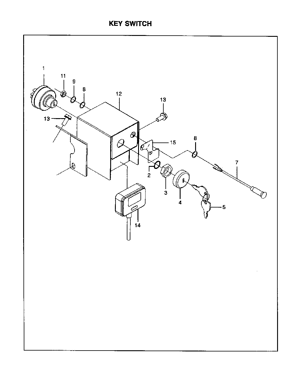 Key switch Diagram and Parts List for EH63  Subaru Engine