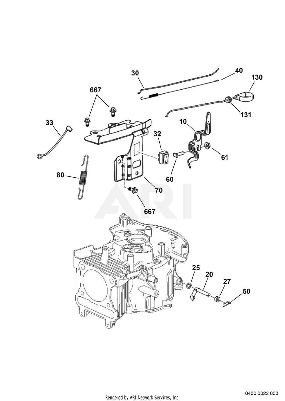 400 Governor Diagram and Parts List for EA175V50140  Subaru Engine
