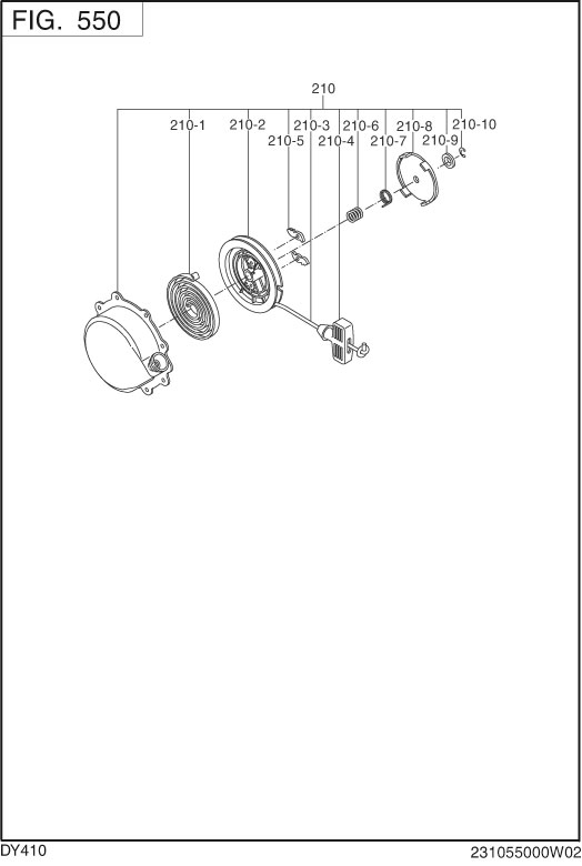 Cooling,starting Group Diagram and Parts List for DY410YD2600 DY410 Subaru Engine