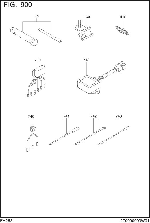 Accessories Diagram and Parts List for EH252B02021 EH252 Subaru Engine