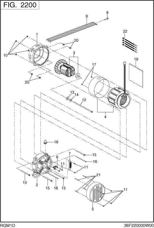 Generator Diagram and Parts List for RGM1D018000 RGV14000 Subaru Generator