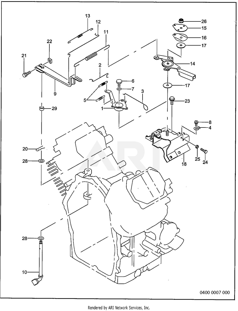 400 Governor Diagram and Parts List for RGV10K77010  Subaru Generator