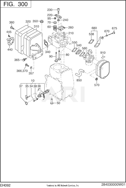 300 Intake And Exhaust Diagram and Parts List for EH092F47210  Subaru Engine
