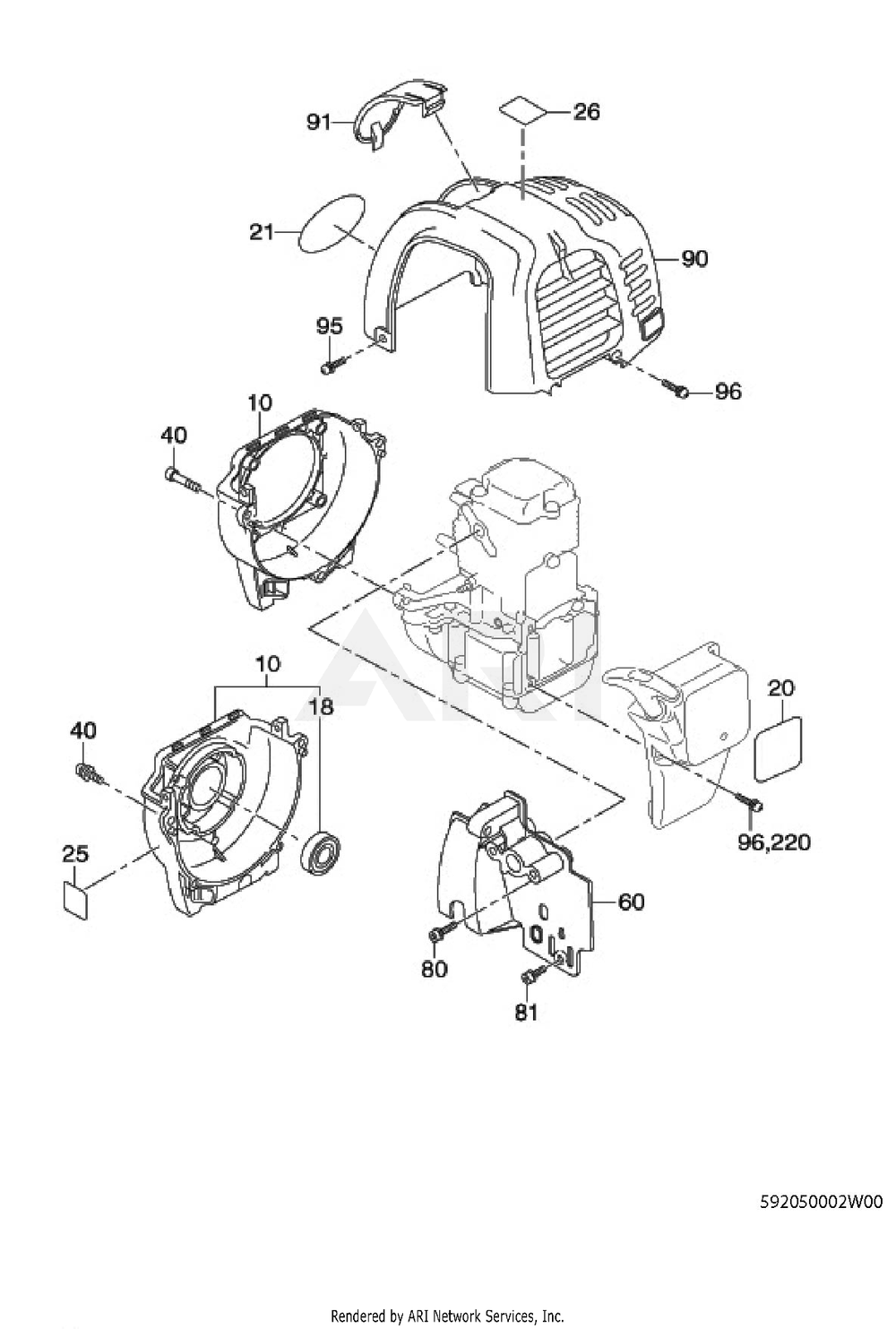 500 Cooling And Starting Diagram and Parts List for EH025PA1206  Subaru Engine