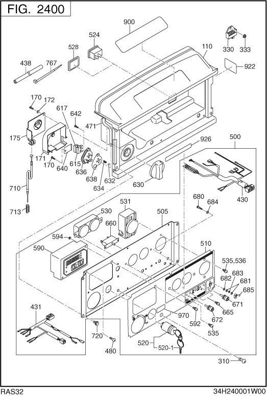Control Diagram and Parts List for RAS32016511 RG3200iSE Subaru Generator