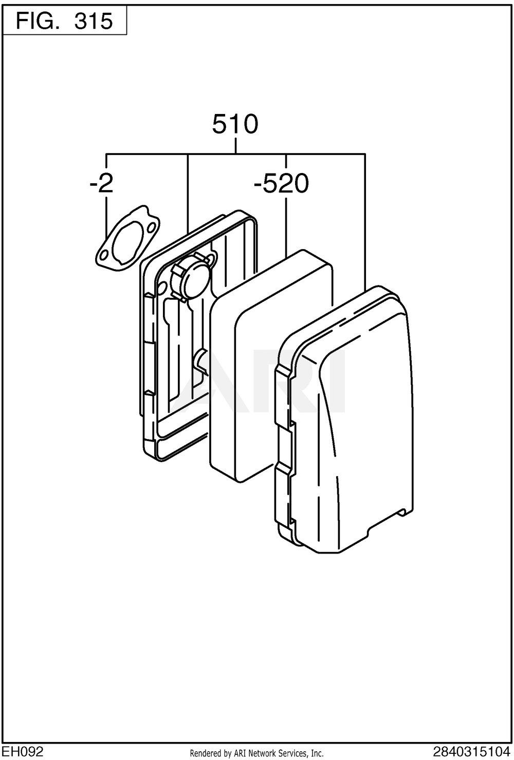 315 Air Cleaner Diagram and Parts List for RAS17023094  Subaru Generator