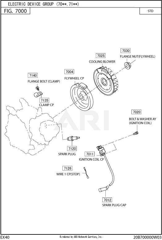 700 Electric Device Diagram and Parts List for EX400DE5220  Subaru Engine