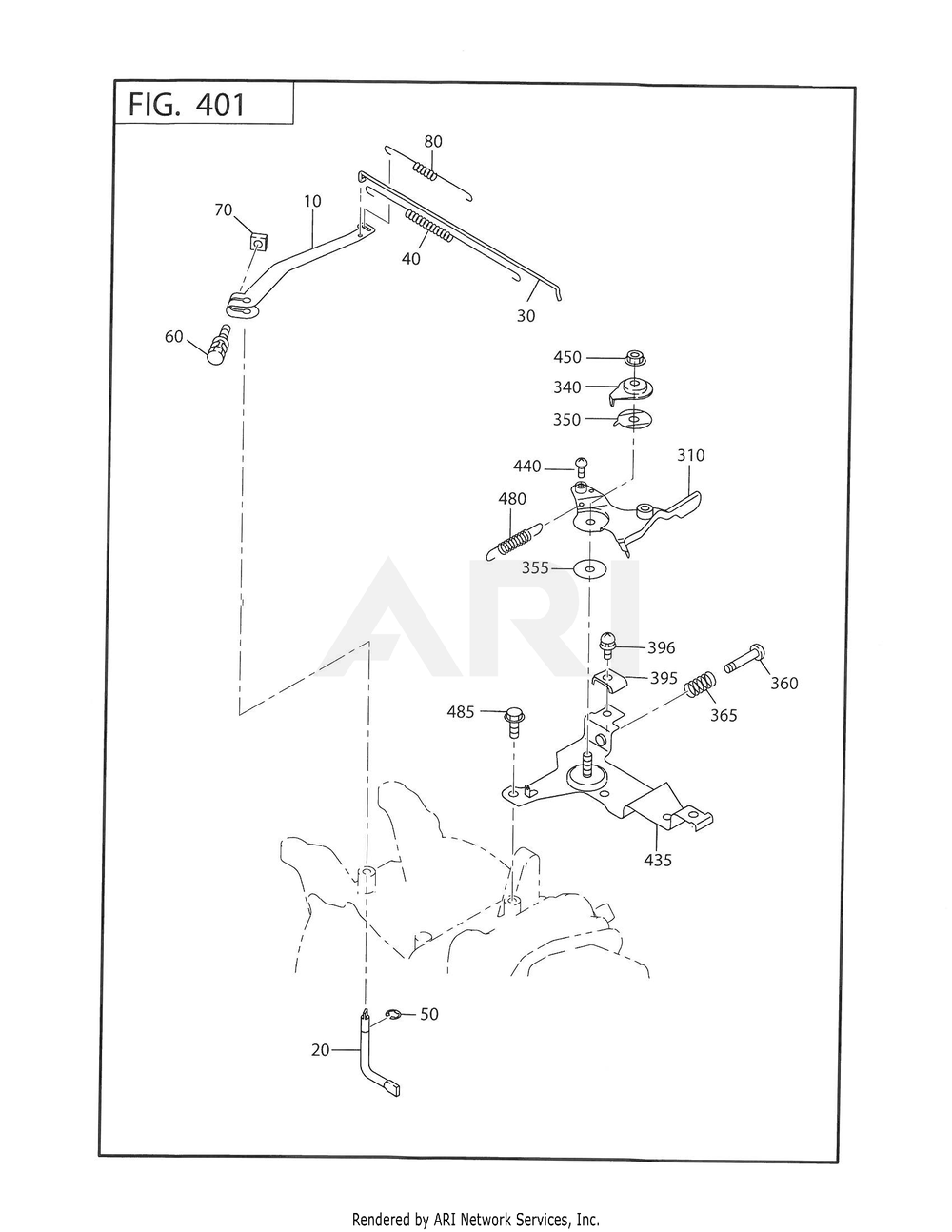 400 Governor Diagram and Parts List for 170DT1012  Subaru Engine