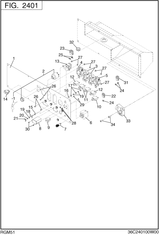 Control Box Diagram and Parts List for RGM51053510 RGX5100E Subaru Generator