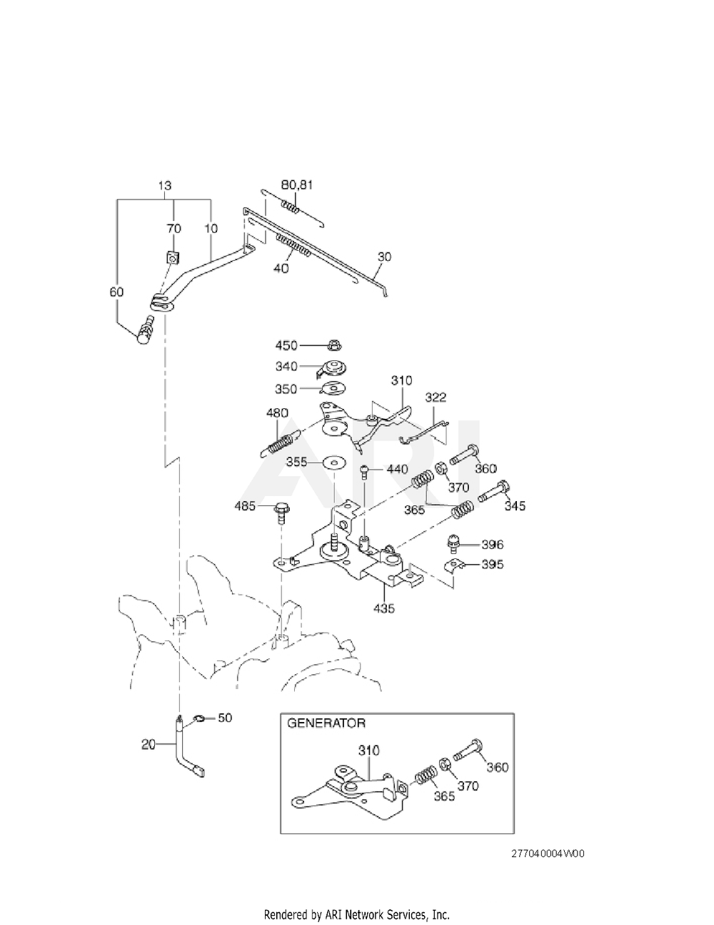 400 Governor Diagram and Parts List for EX170DM2471  Subaru Engine