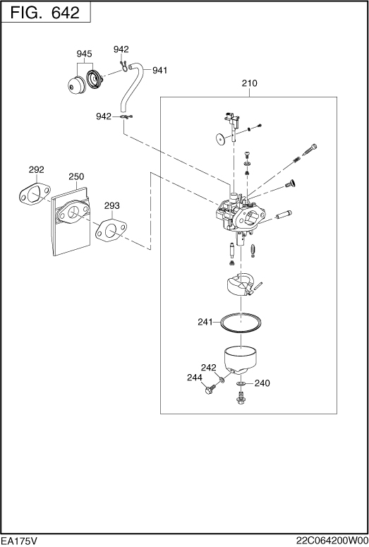 Fuel Lubricant Diagram and Parts List for EA175V73060 EA175 Subaru Engine