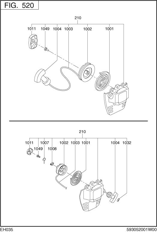 Cooling,starting Diagram and Parts List for EH035VA1202 EH035 Subaru Engine
