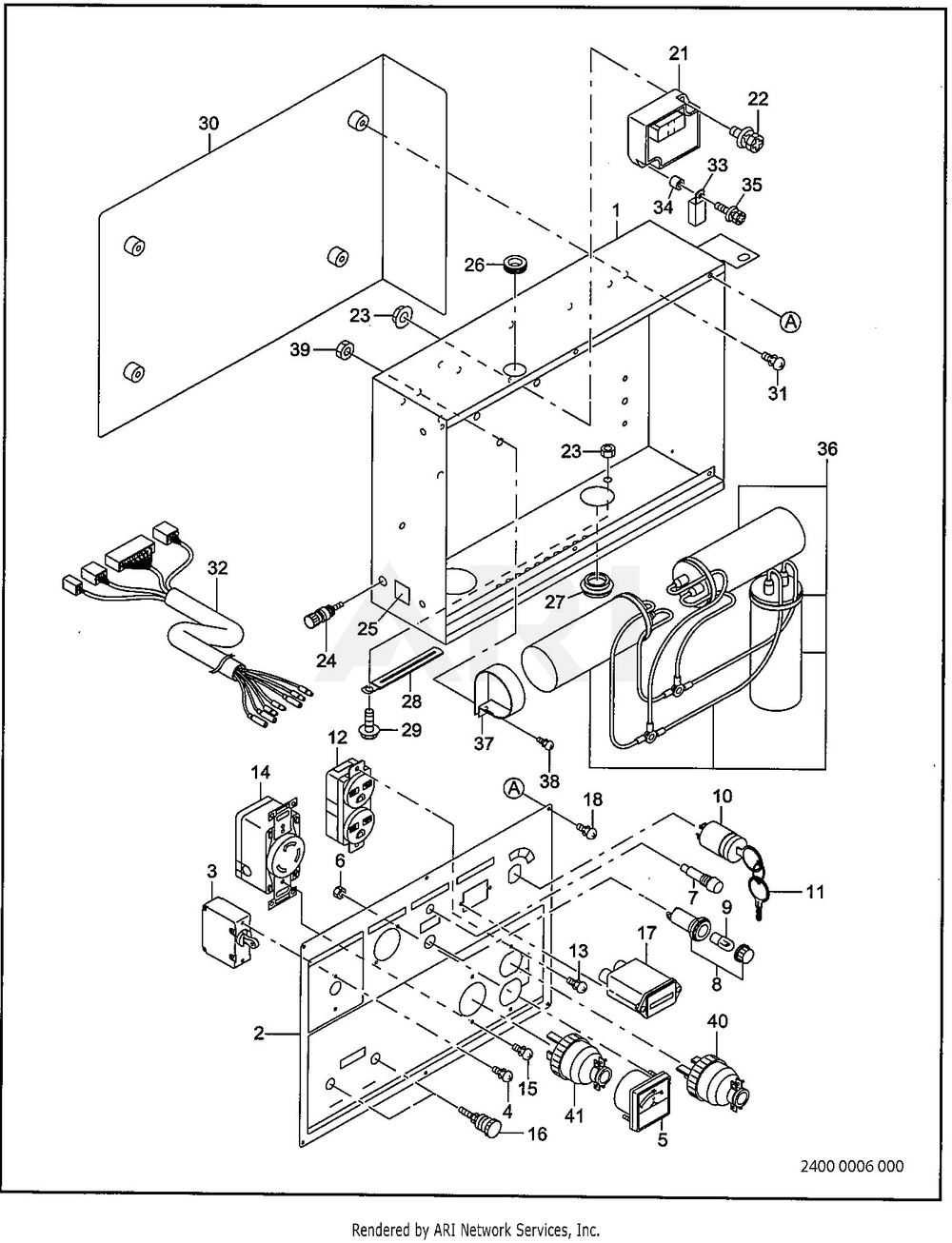 2400 Control 220v, 240v Diagram and Parts List for RGV10K36040  Subaru Generator