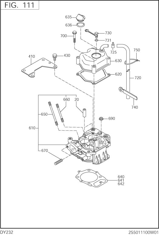 Crankcase Diagram and Parts List for DY232DD0201 DY232 Subaru Engine