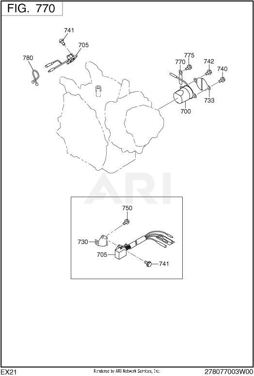770 Electric Device Diagram and Parts List for EX210LD2012  Subaru Engine