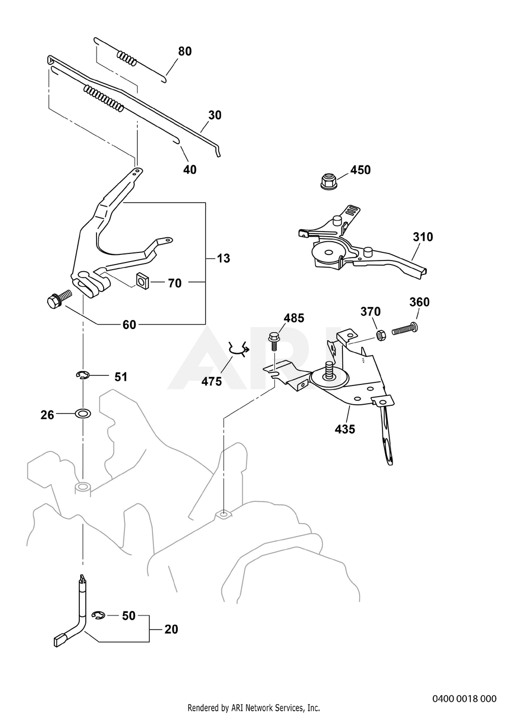 400 Governor Diagram and Parts List for EX400DSM240  Subaru Engine