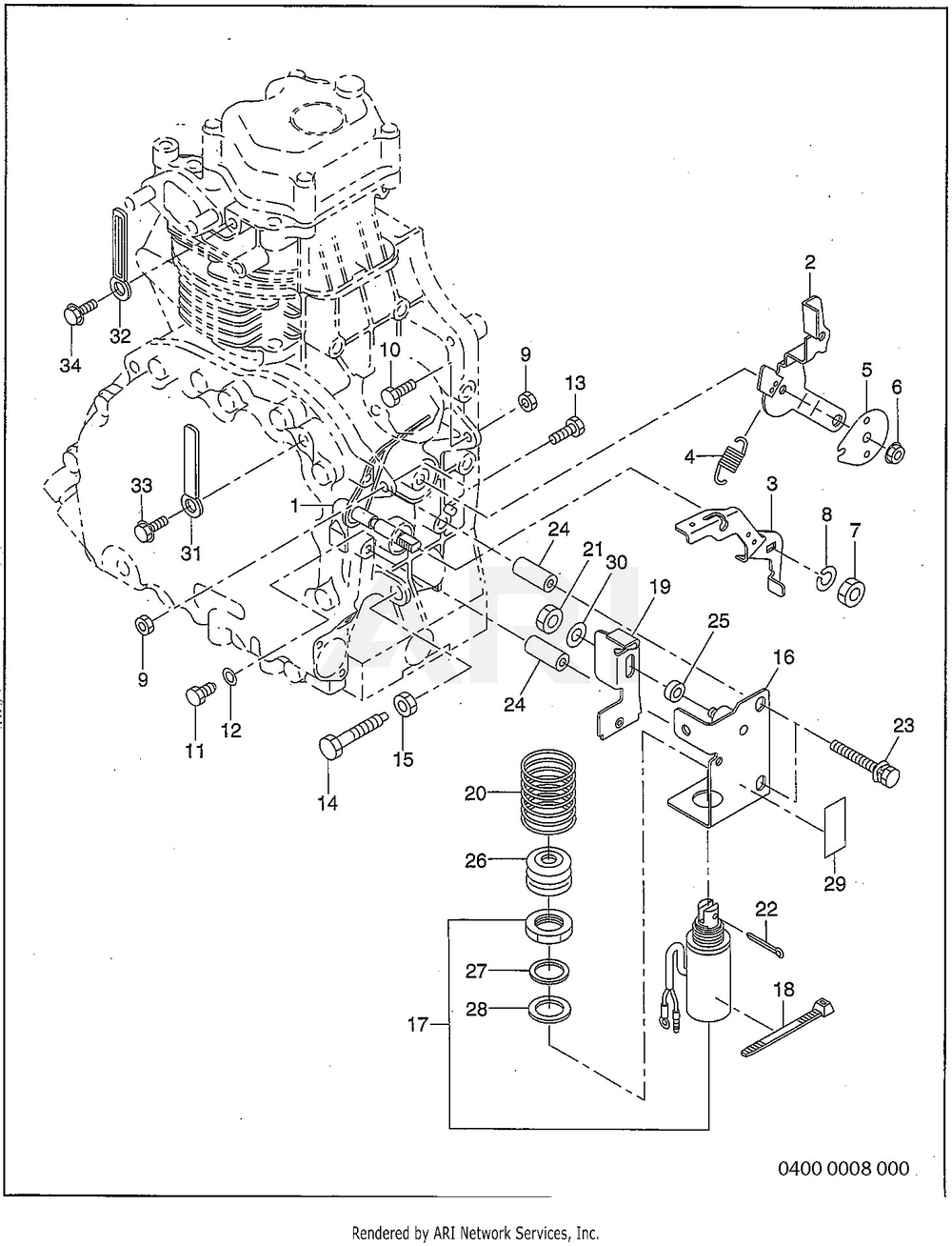 400 Governor Diagram and Parts List for RD330017640  Subaru Generator